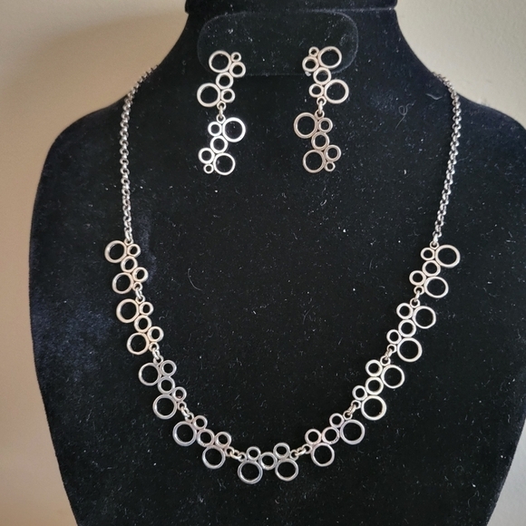 Mexican Sterling Silver Necklace and Earring Set - Picture 1 of 3